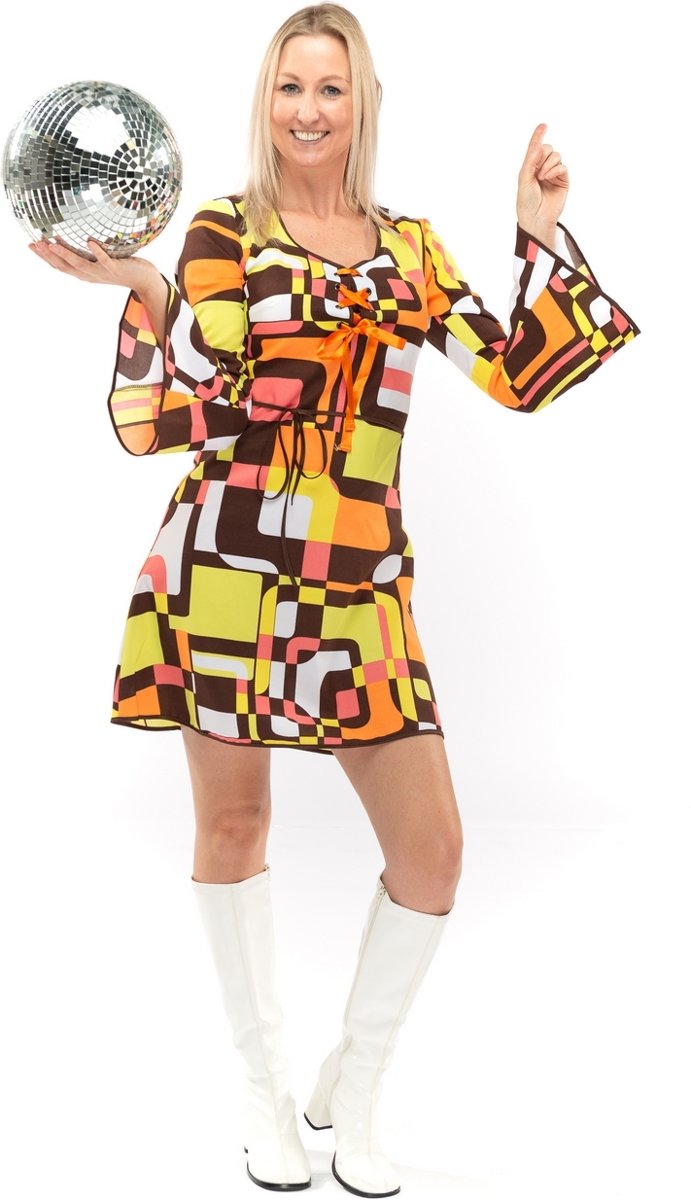 Hippie Kostuum | Jaren 70 Hippie Soul Disco 60s Dolle Lijnen | Vrouw | 3XL | Carnaval kostuum | Verkleedkleding